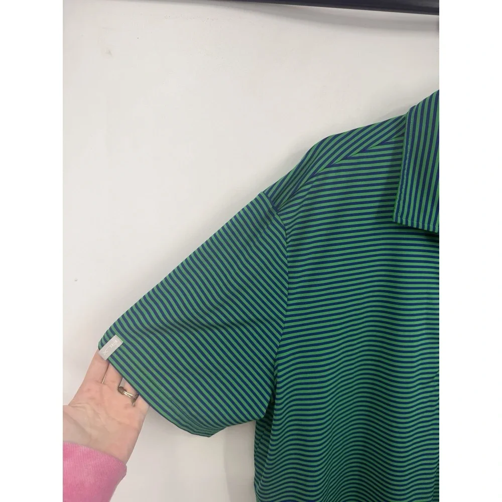 RLX Ralph Lauren Green Striped Short Sleeve Polo Shirt Men XL Golf Pickleball